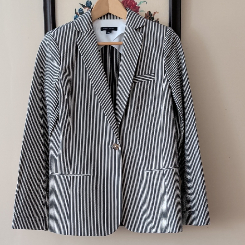 Tommy Hilfiger Seersucker Grey & White Blazer